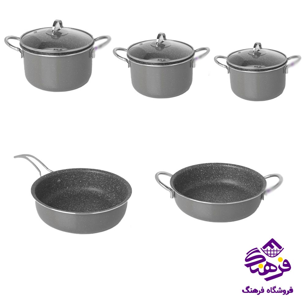 سرویس قابلمه 8 پارچه کلاسیک جلامبین رنگ طوسی