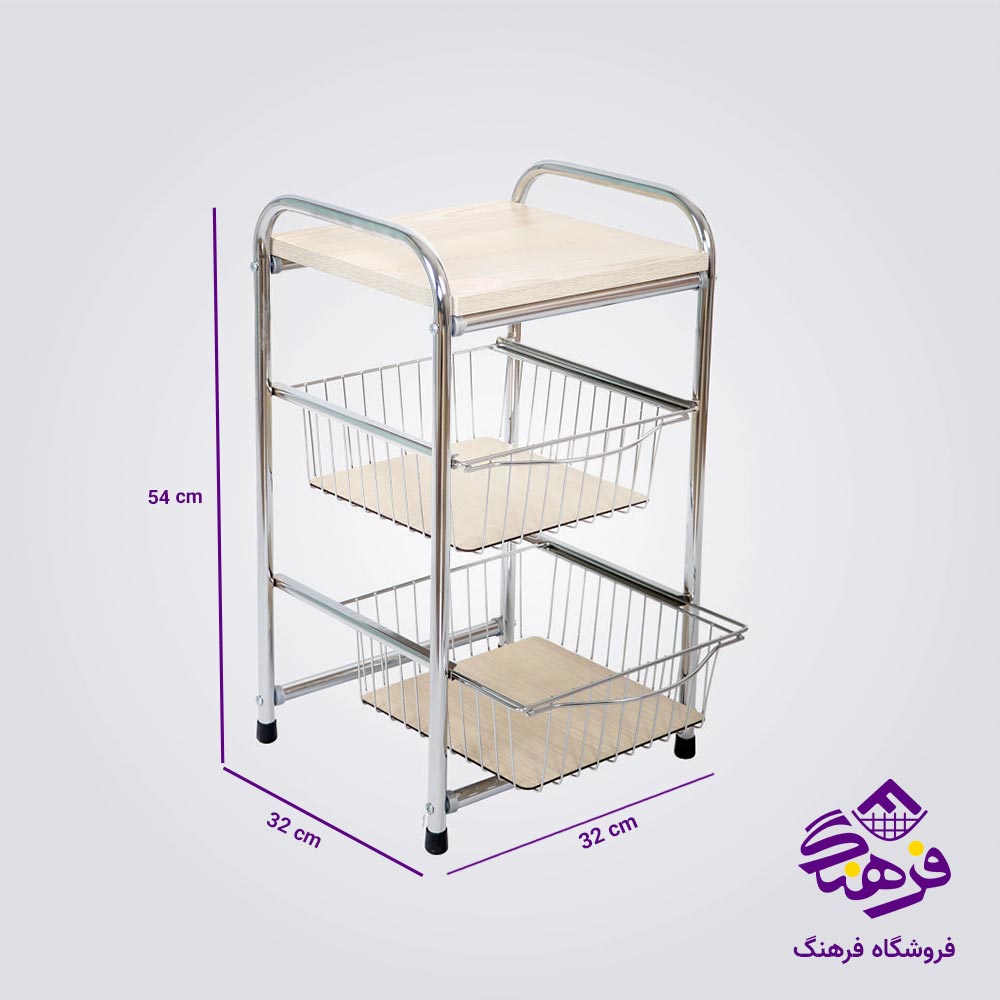 سبد سیب زمینی و پیاز استیل پیشتاز کاوه مدل کشویی 2 طبقه 511