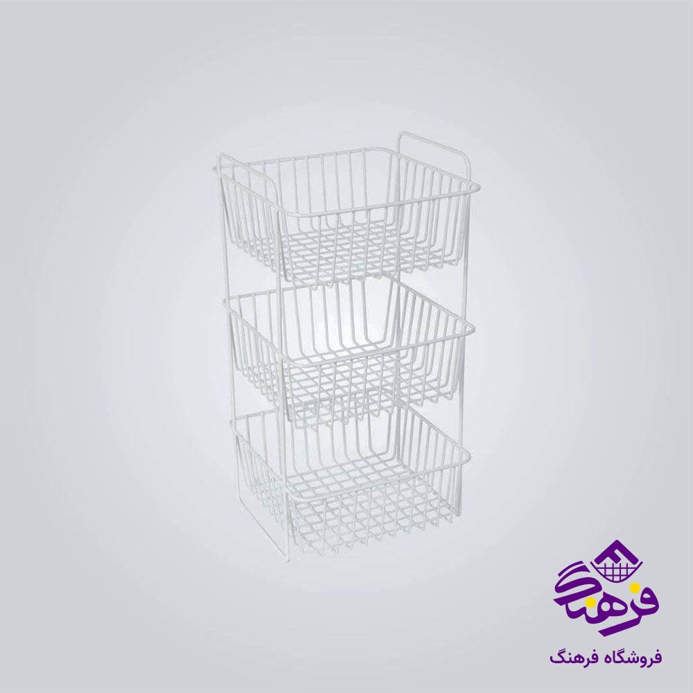 سبد سیب زمینی و پیاز پیشتاز کاوه مدل ارام 3طبقه سفید 502