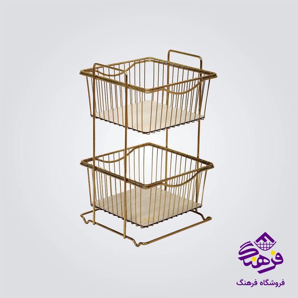 سبد سیب زمینی و پیاز پیشتاز کاوه مدل مانا مربع 2طبقه طلایی 525