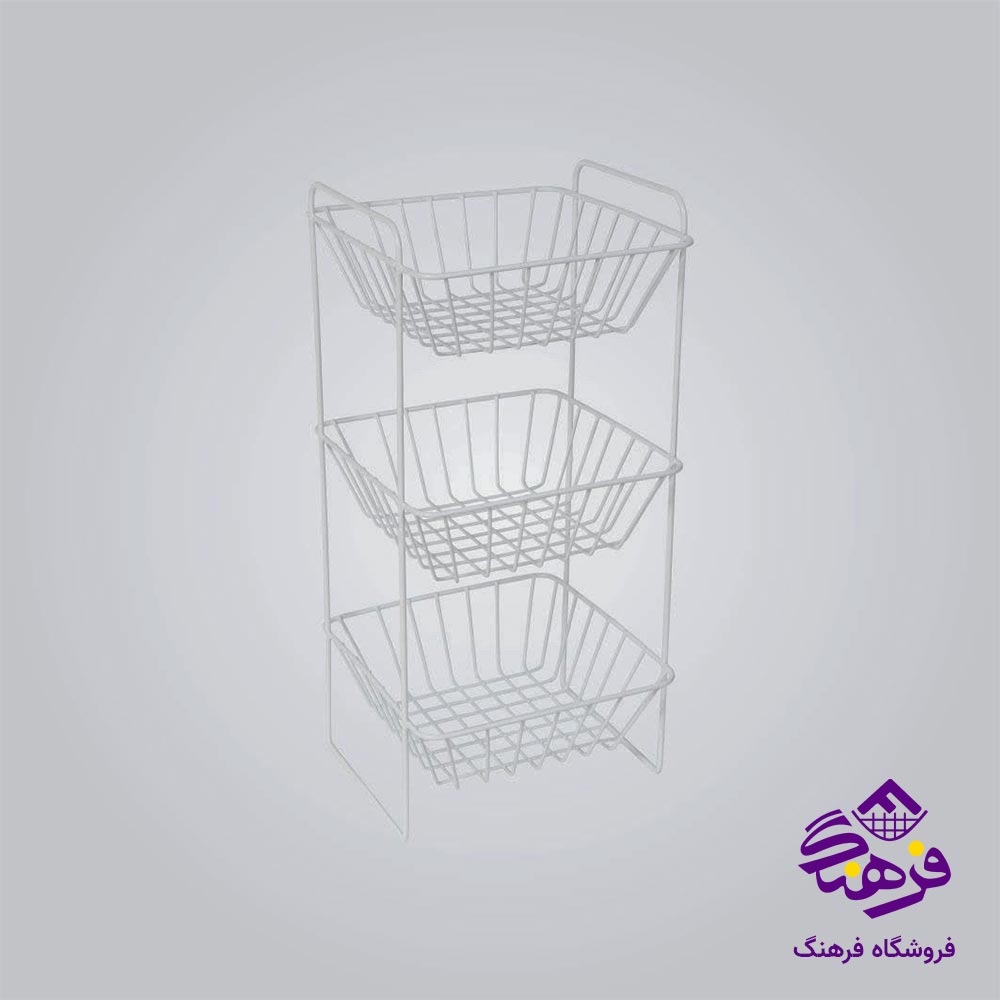 سبد سیب زمینی و پیاز پیشتاز کاوه مدل اطلس 3طبقه سفید 504