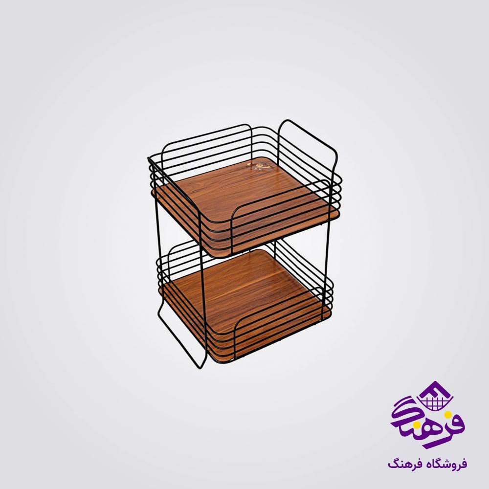 سبد سیب‌زمینی و پیاز پیشتازکاوه مدل ارغوان مربع 2طبقه مشکی 543