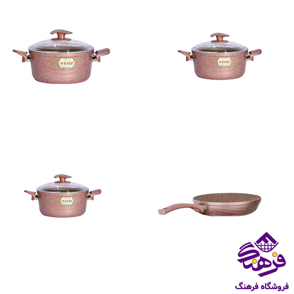 سرویس قابلمه 7 پارچه اِویز پویان مدل سوینگ رنگ رزگلد