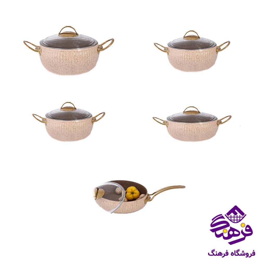 سرویس قابلمه 10 پارچه اِویز پویان مدل سلین رنگ کرم