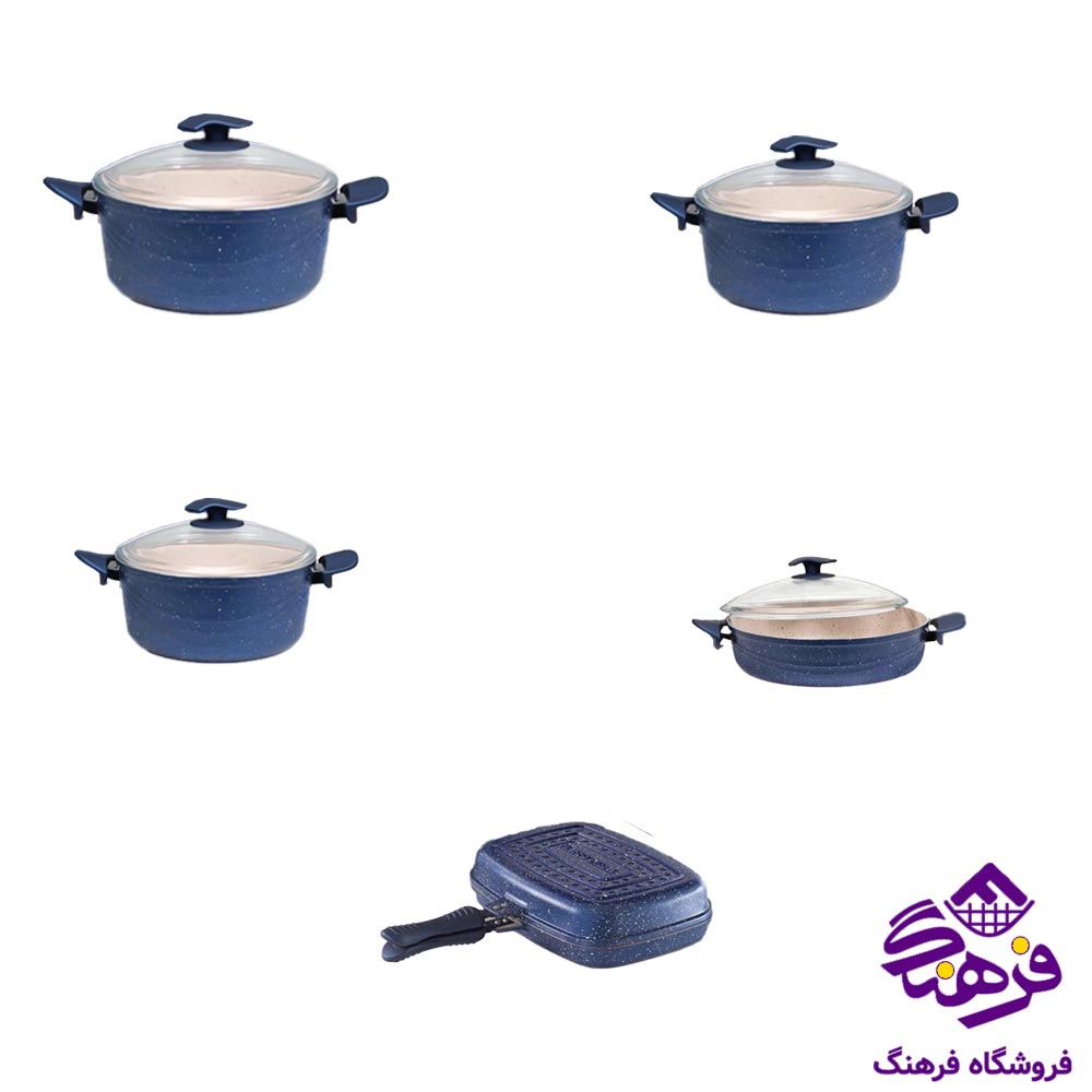 سرویس قابلمه 10 پارچه اِویز پویان مدل سویینگ رنگ سرمه ای