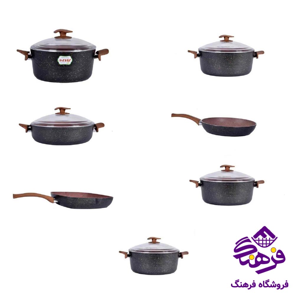 سرویس قابلمه 12 پارچه اِویز پویان مدل سویینگ رنگ مشکی
