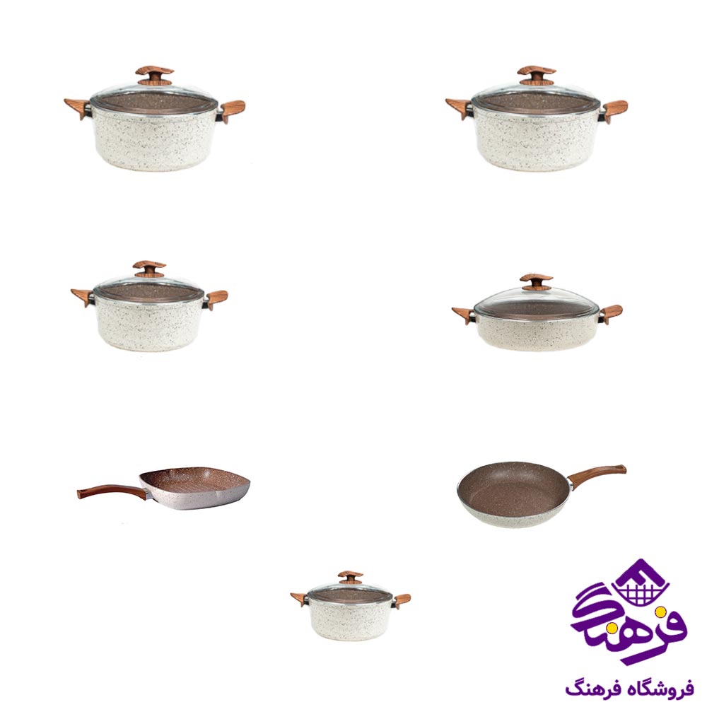 سرویس قابلمه 12 پارچه اِویز پویان مدل سویینگ رنگ کرم