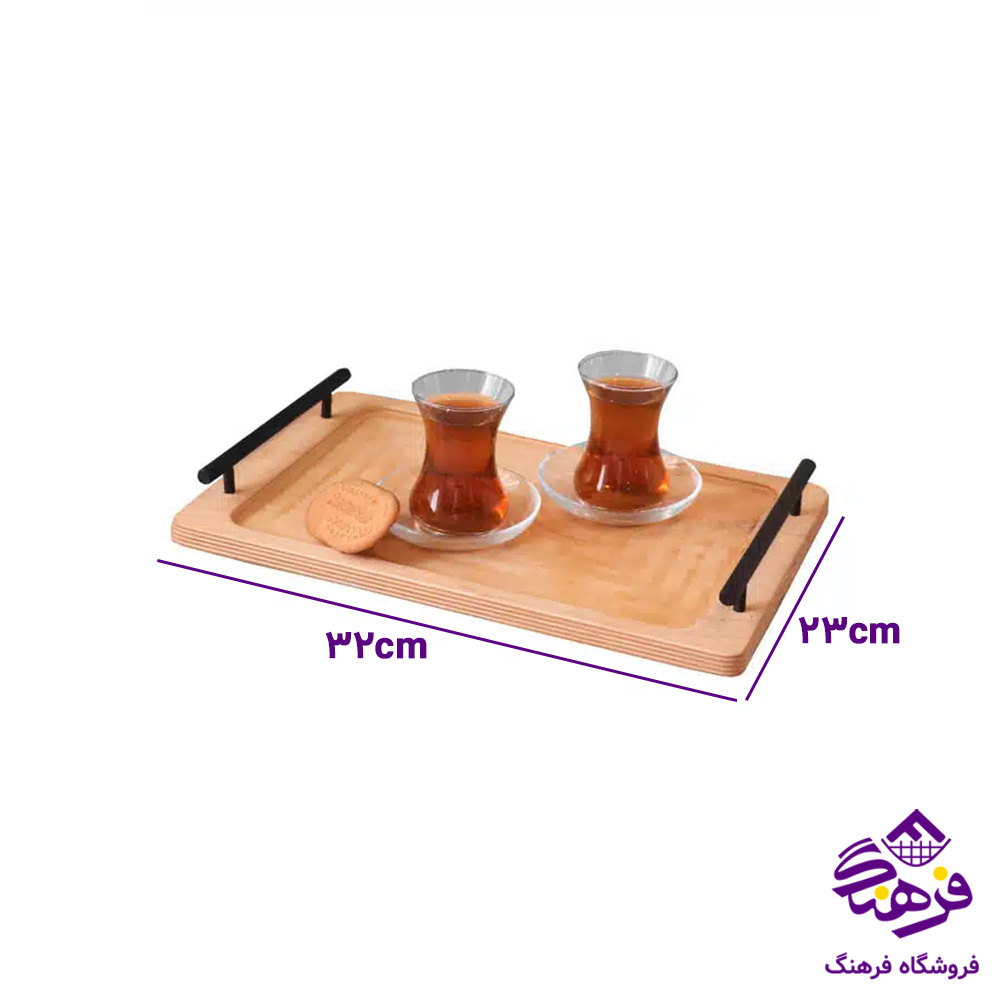 سینی رایکا چوبی دسته فلز مستطیل و گرد کوچک