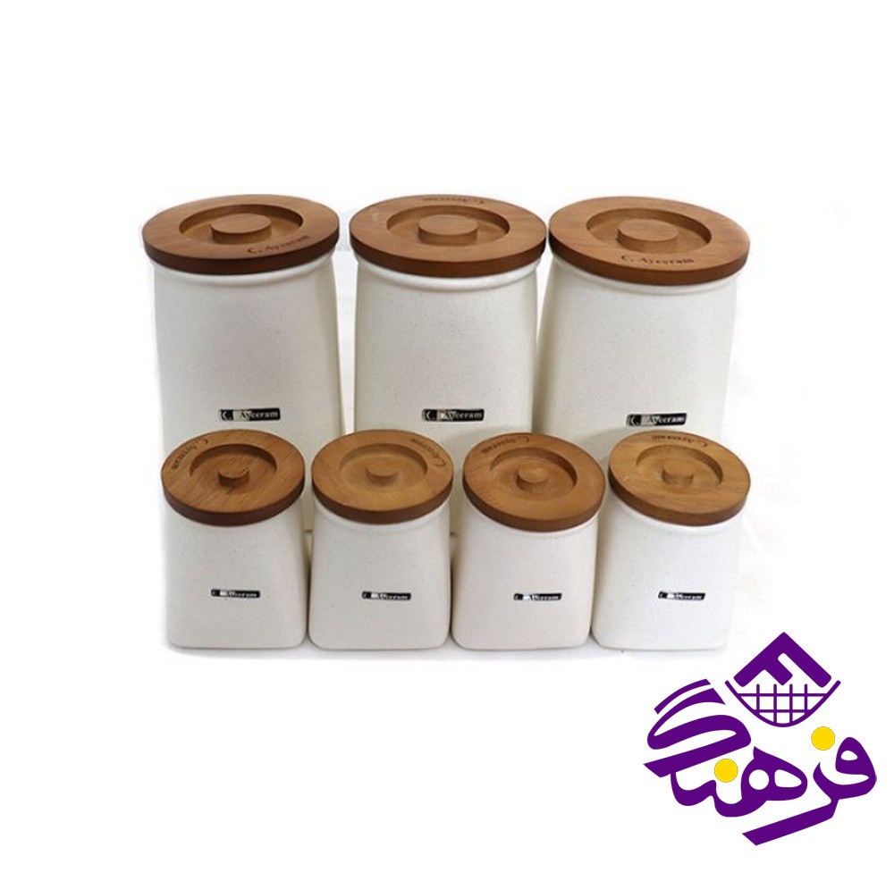 ادويه اي سرام درب چوبي (7عددي)