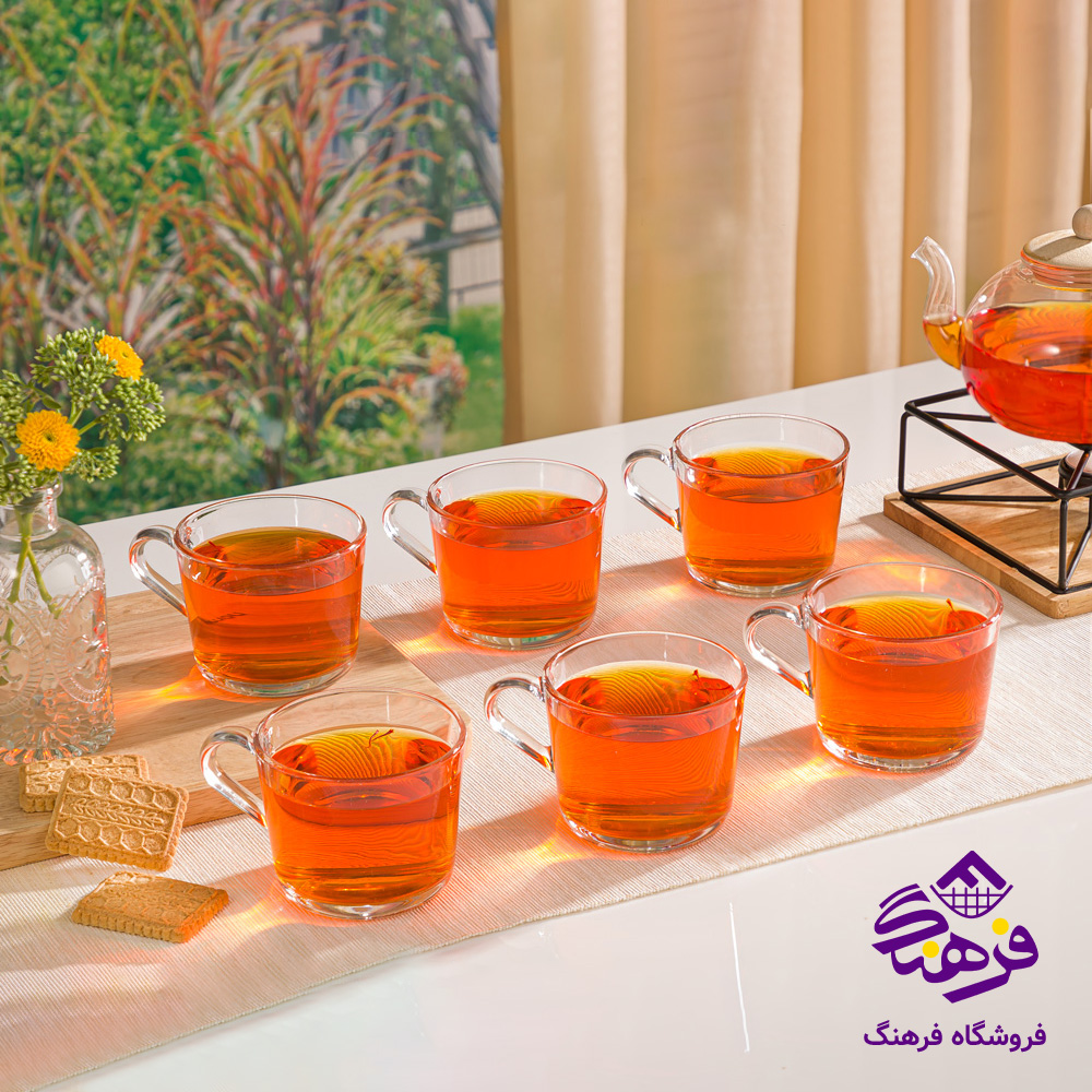 فنجان ليمون شيشه اي دسته دار (6عددي)