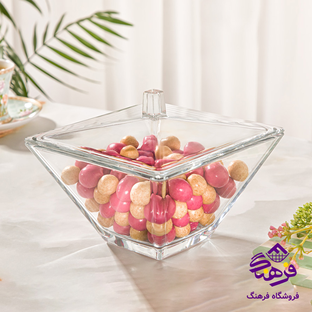شکلات لیمون دربدار شیشه ای مربع