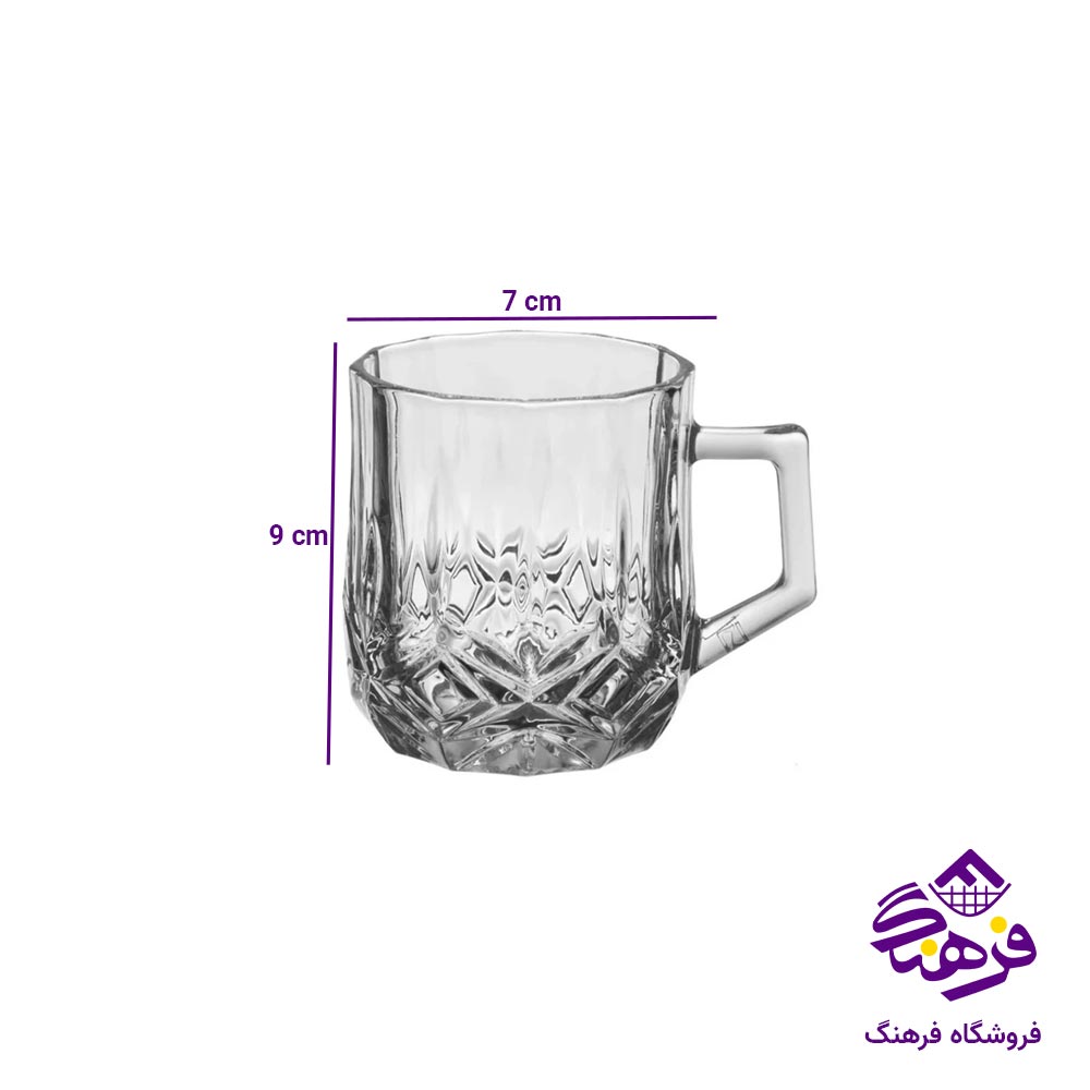 لیوان دسته دار بلور زنگان مدل مارینا 1427 ( 6 عددی )