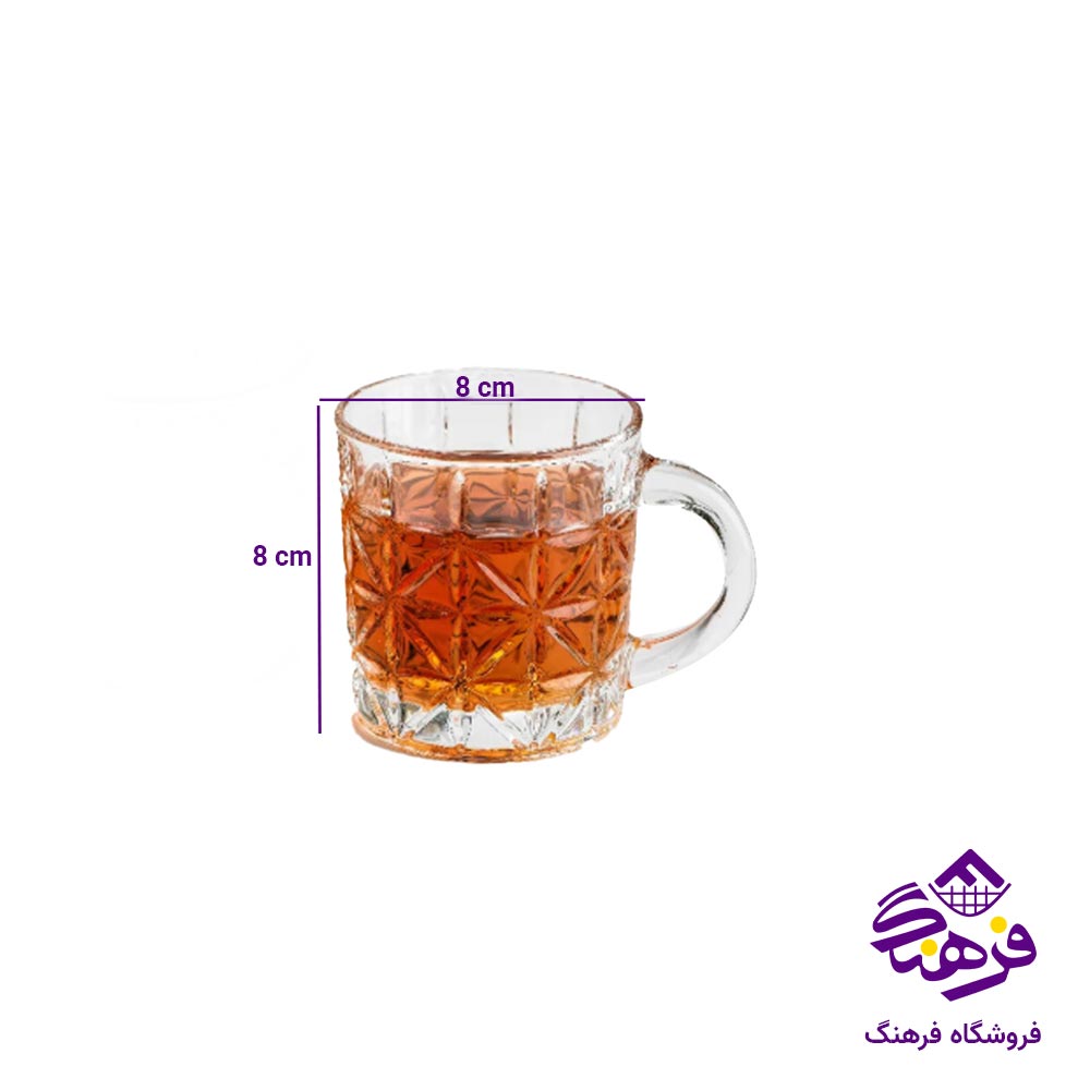 نیم لیوان دسته دار  بلور زنگان مدل فلاور 1444 ( 6 عددی )
