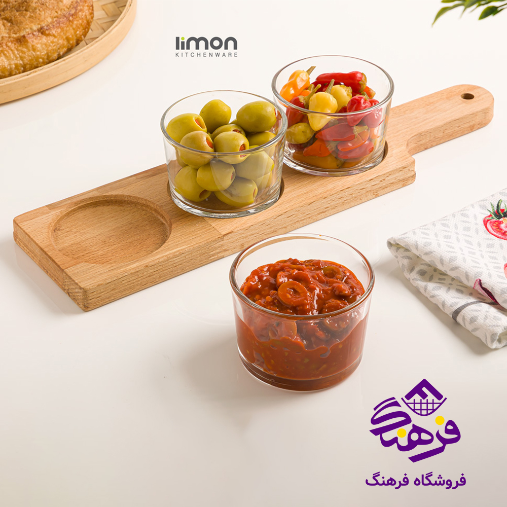 اردو خوری لیمون پایه چوبی گرد (3عددی)