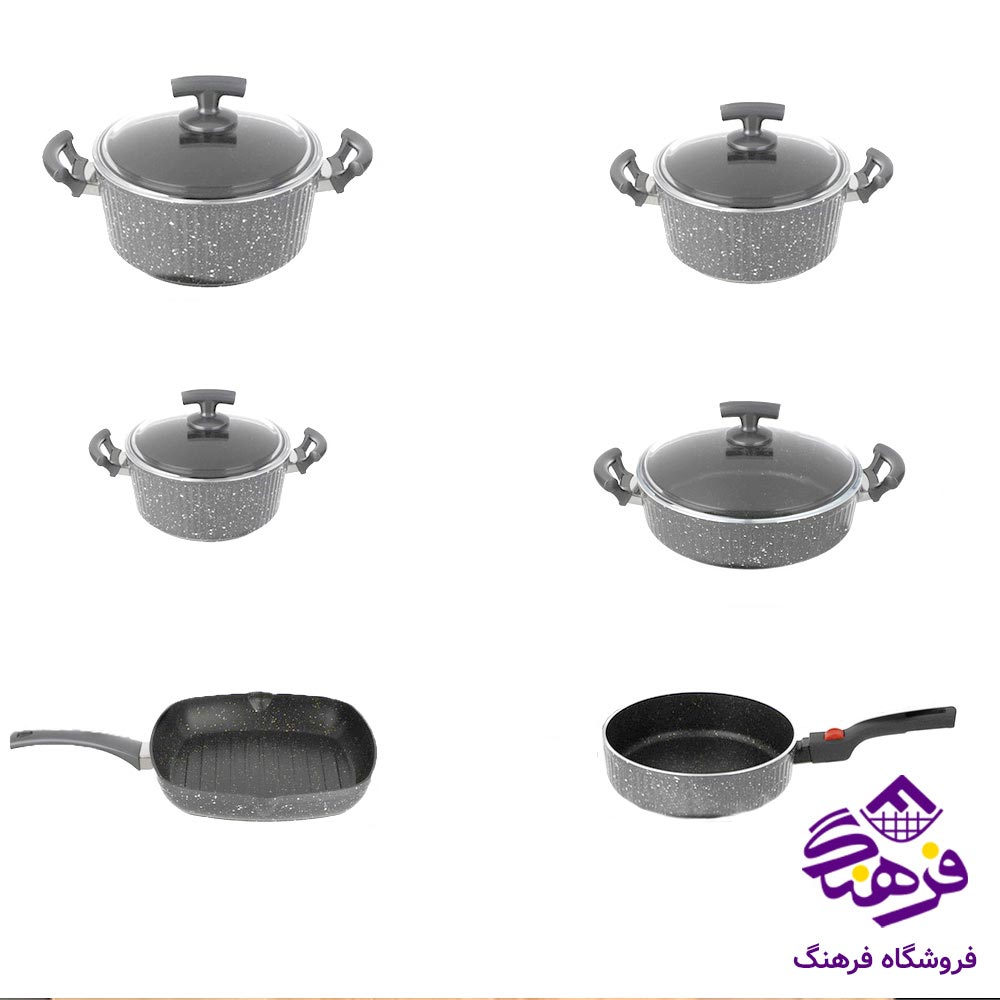 سرویس قابلمه 10 پارچه اِویز پویان مدل السا رنگ طوسی 