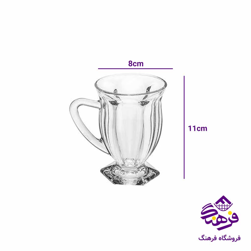  نیم لیوان دسته دار بلورکاوه مدل ایس (6عددی)