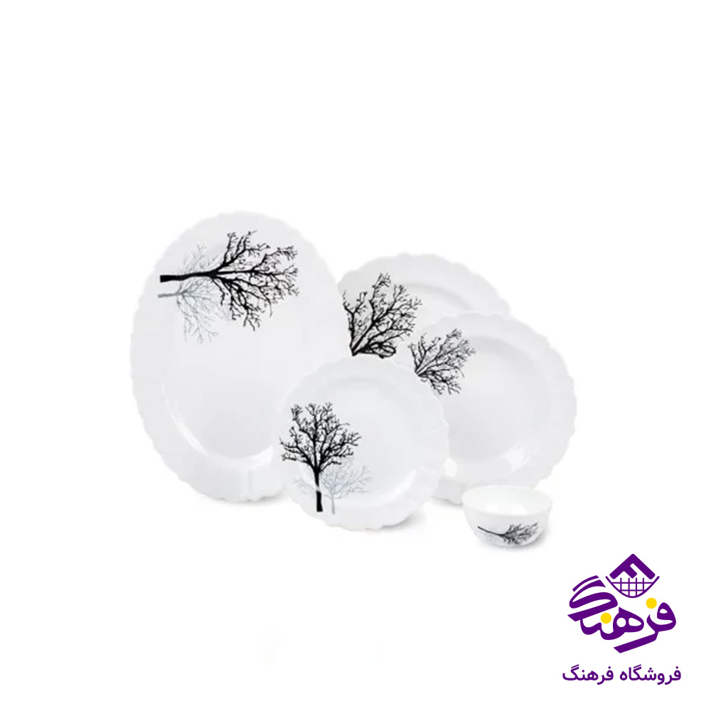 سرويس 25پارچه کنگره تمپرشادو مشکي گلدن اپال