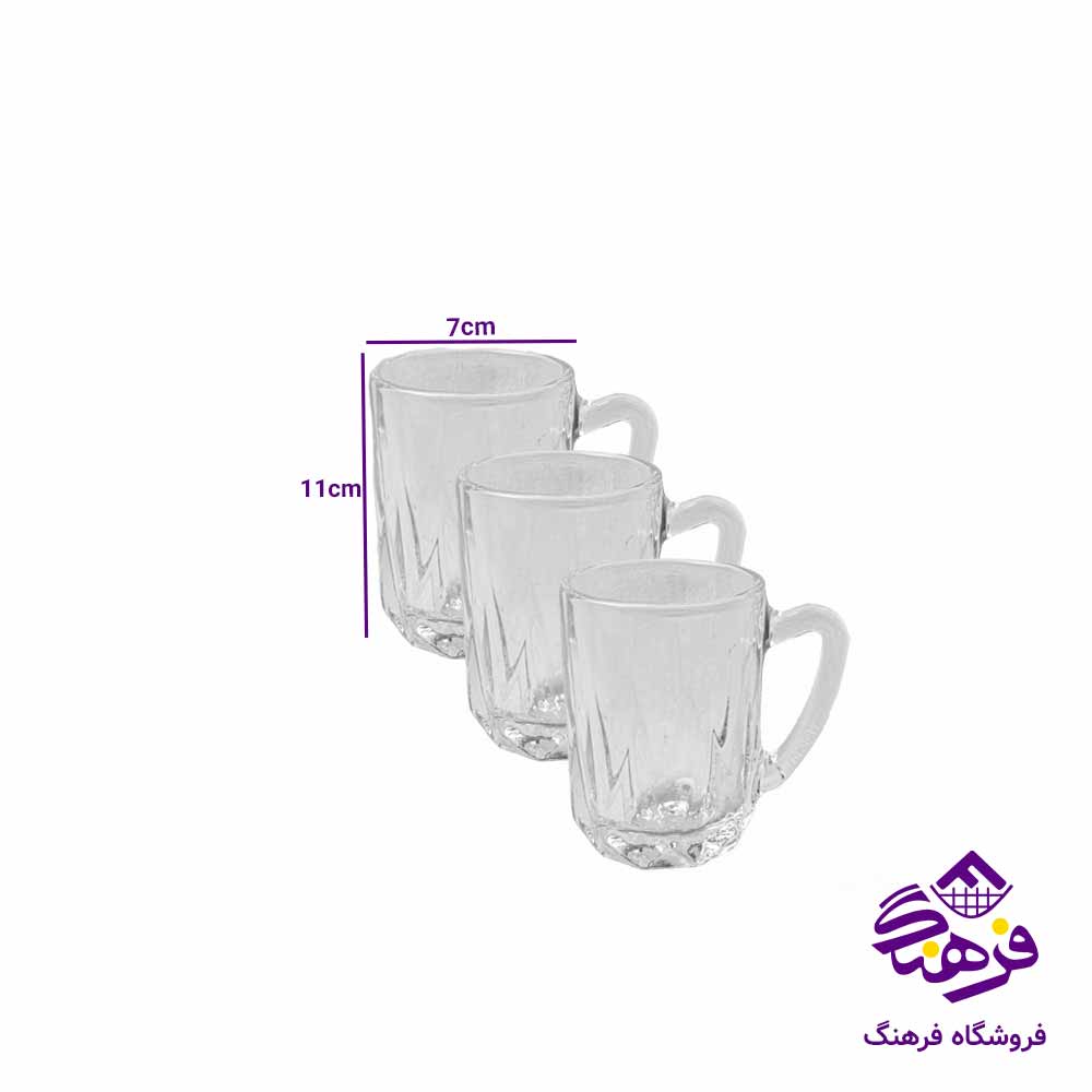  استکان دسته دار بلور کاوه مدل محمود (6عددی)
