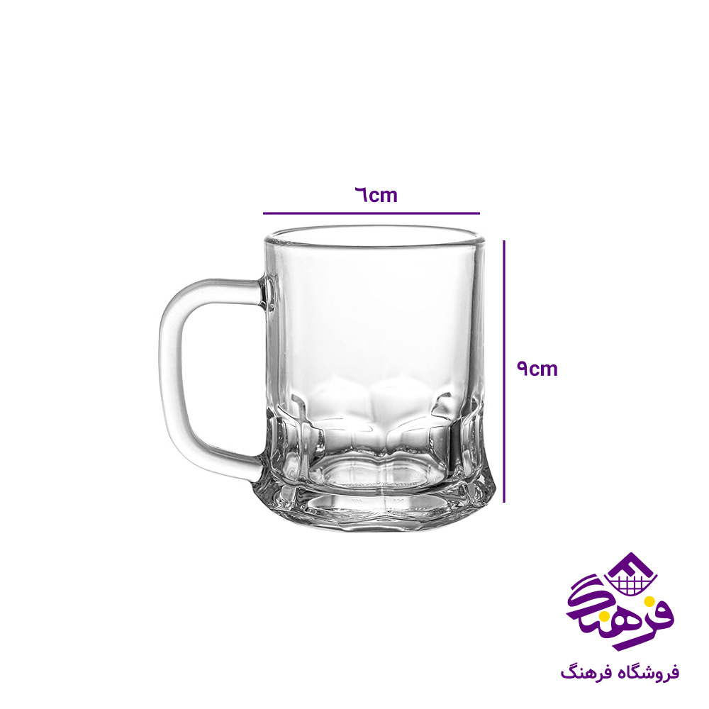 نیم لیوان پوما دسته دار کادویی6عددی بلور کاوه (6دک)