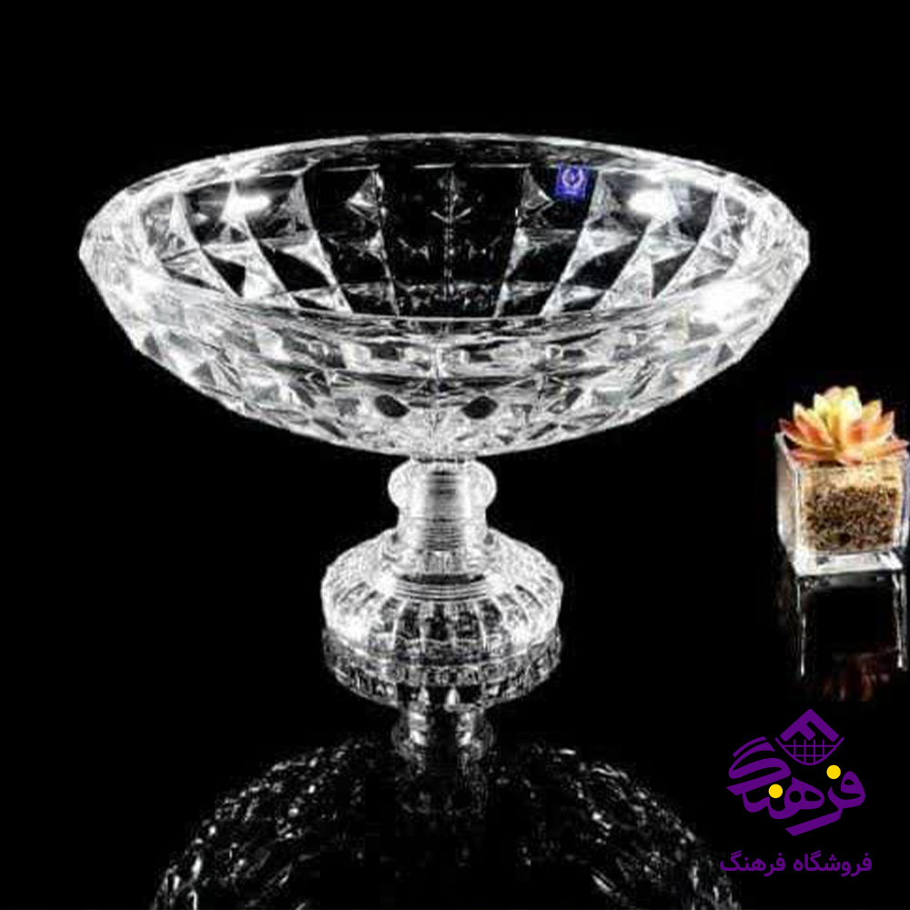 کاسه نیم گود اکوامارین پایه دار کادو نوری (4دک)