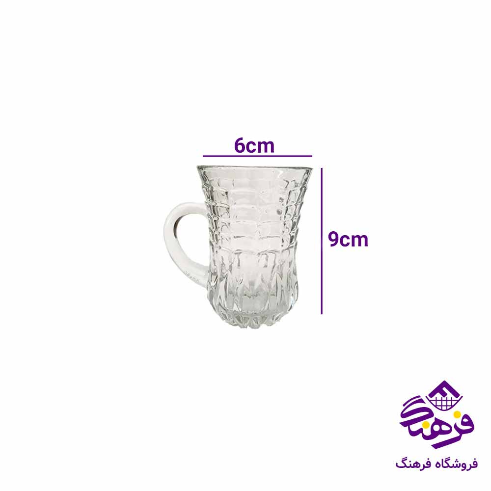  استکان دسته دار بلور کاوه مدل گاندو (6عددی)