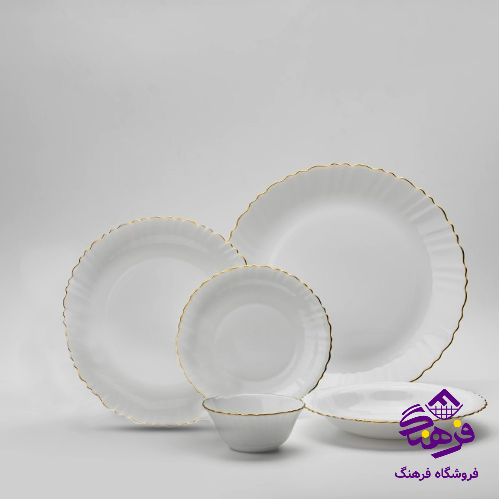سرویس 25 پارچه کنگره لب طلا اقتصادی گلدن اپال
