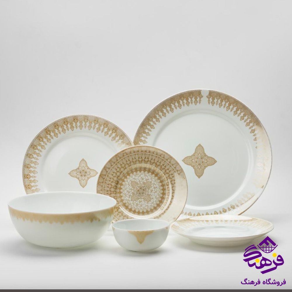 سرویس 26پارچه بن ایسان عسلی گلدن اپال