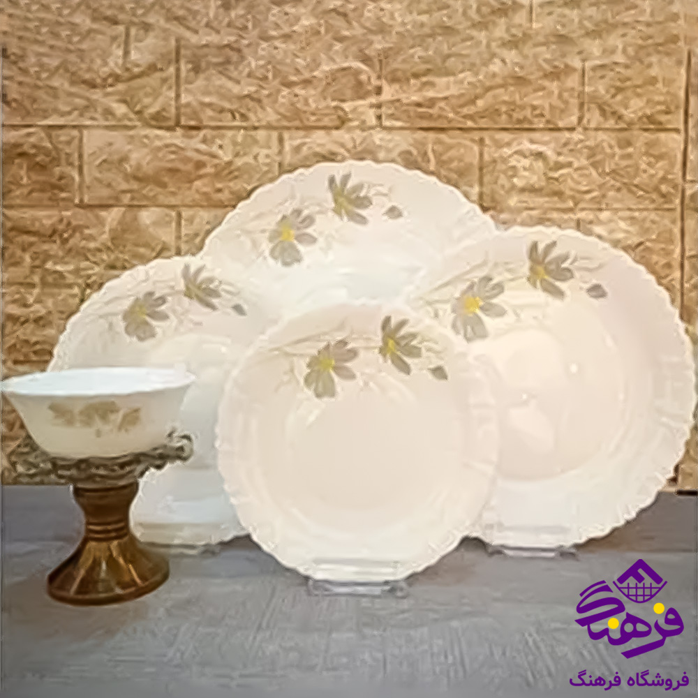 سرويس 25پارچه کنگره شقايق طوسي گلدن اپال