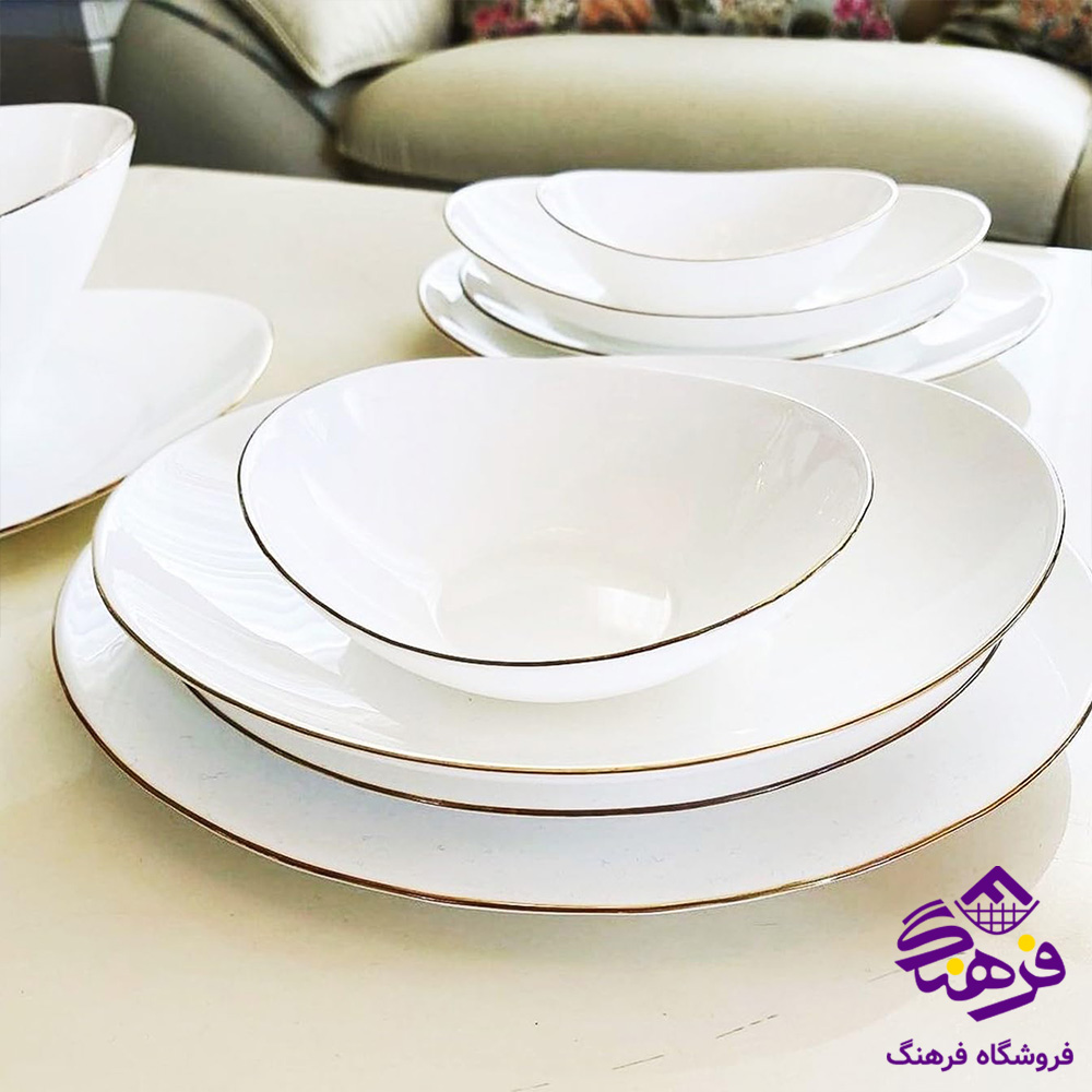 سرویس 26پارچه پرومیتو لب طلا اقتصادی گلدن اپال