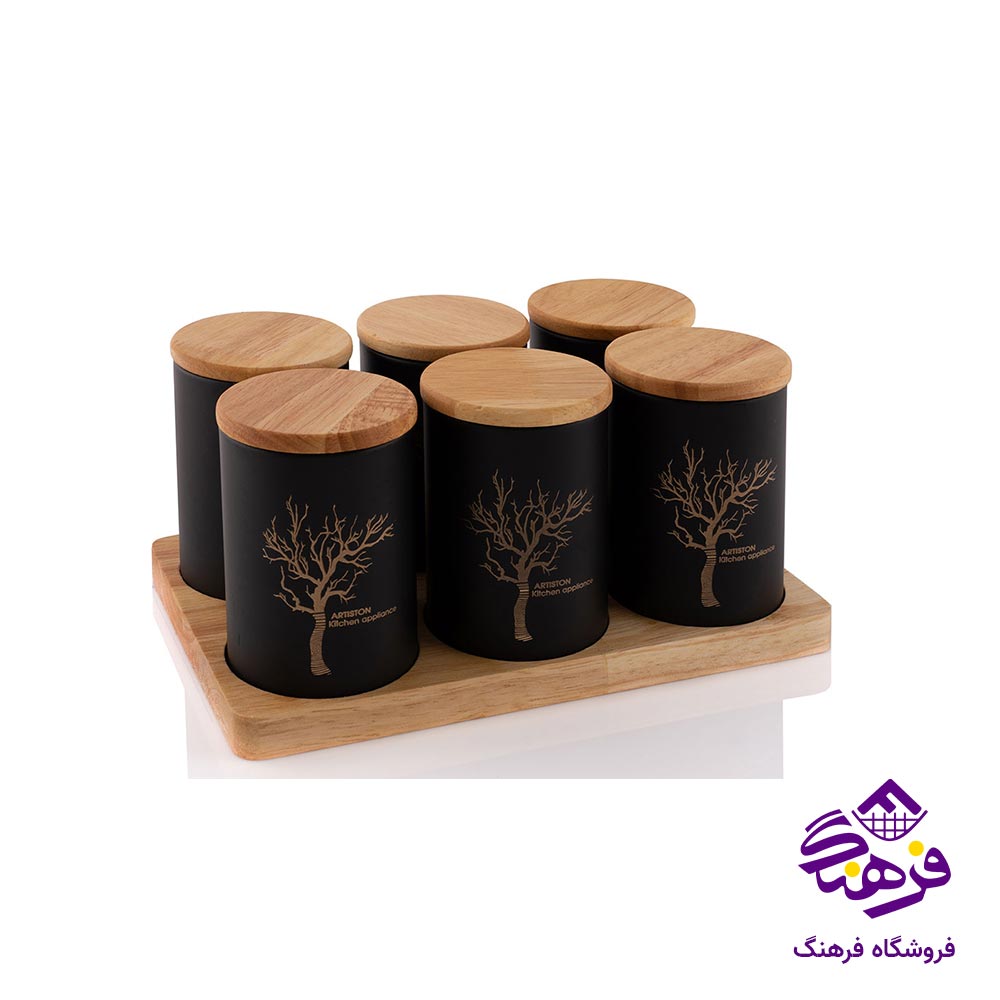ست ادویه آرتیستون درب بامبو مشکی کد 76104  