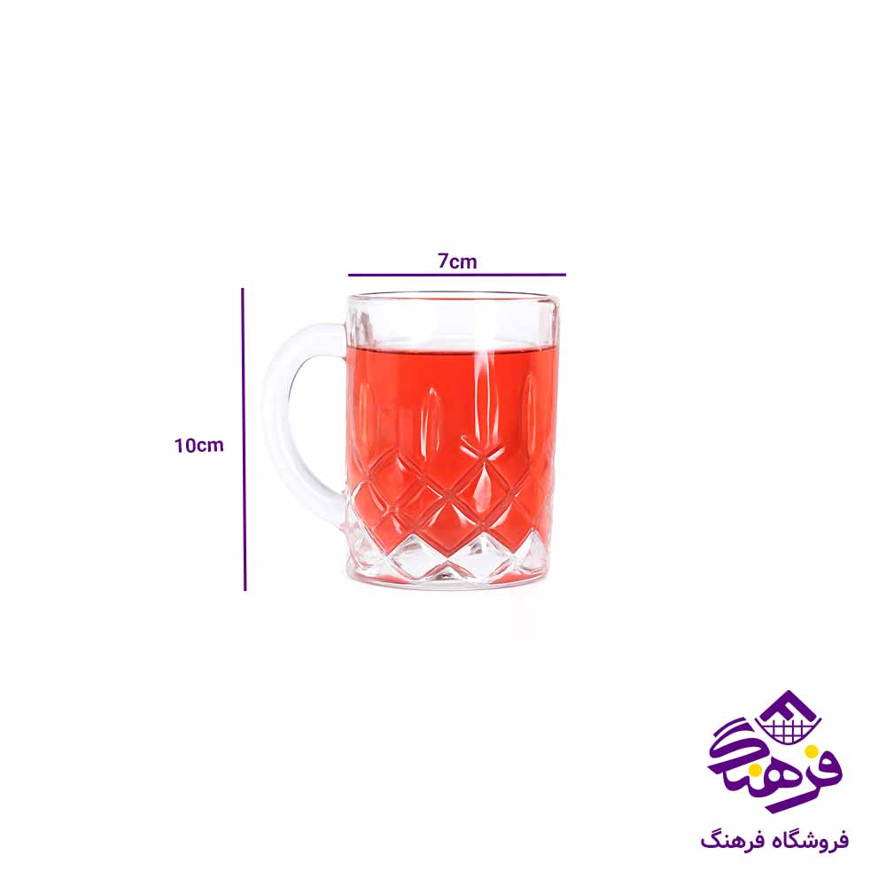  استکان دسته دار بلور کاوه مدل کلوین نیو (6عددی)