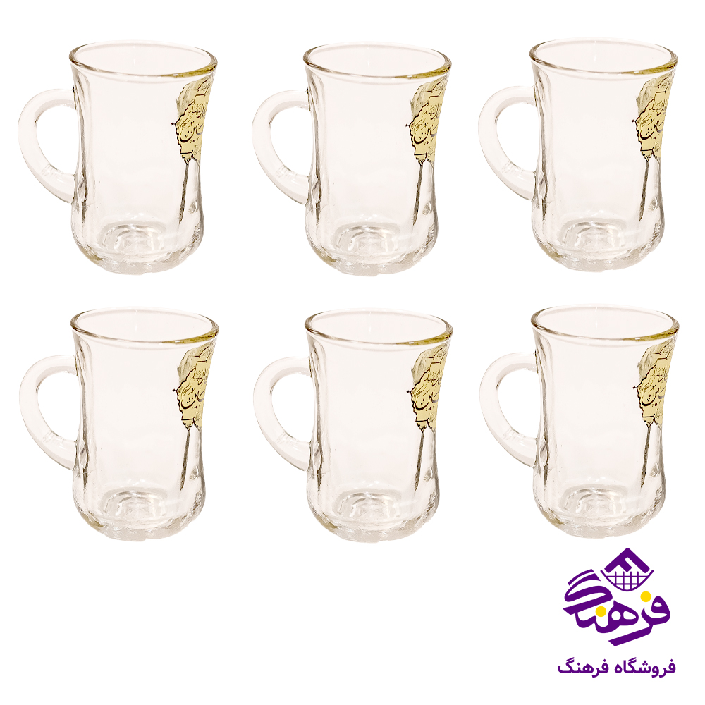 استکان نلبکي دسته دار گلجام طرحدار 6دک
