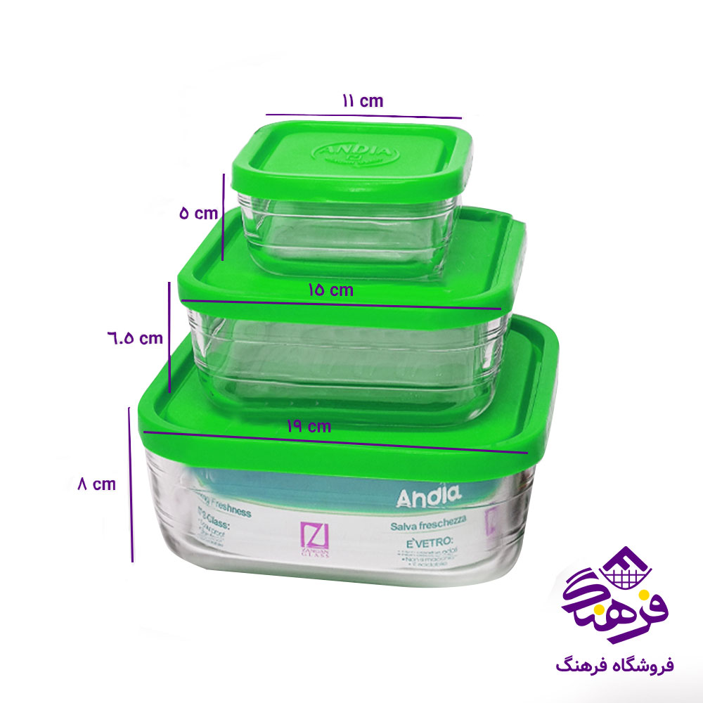 ظرف يخچالي پاراديس سبز 3عددي کادو زنگان 4دک 17171