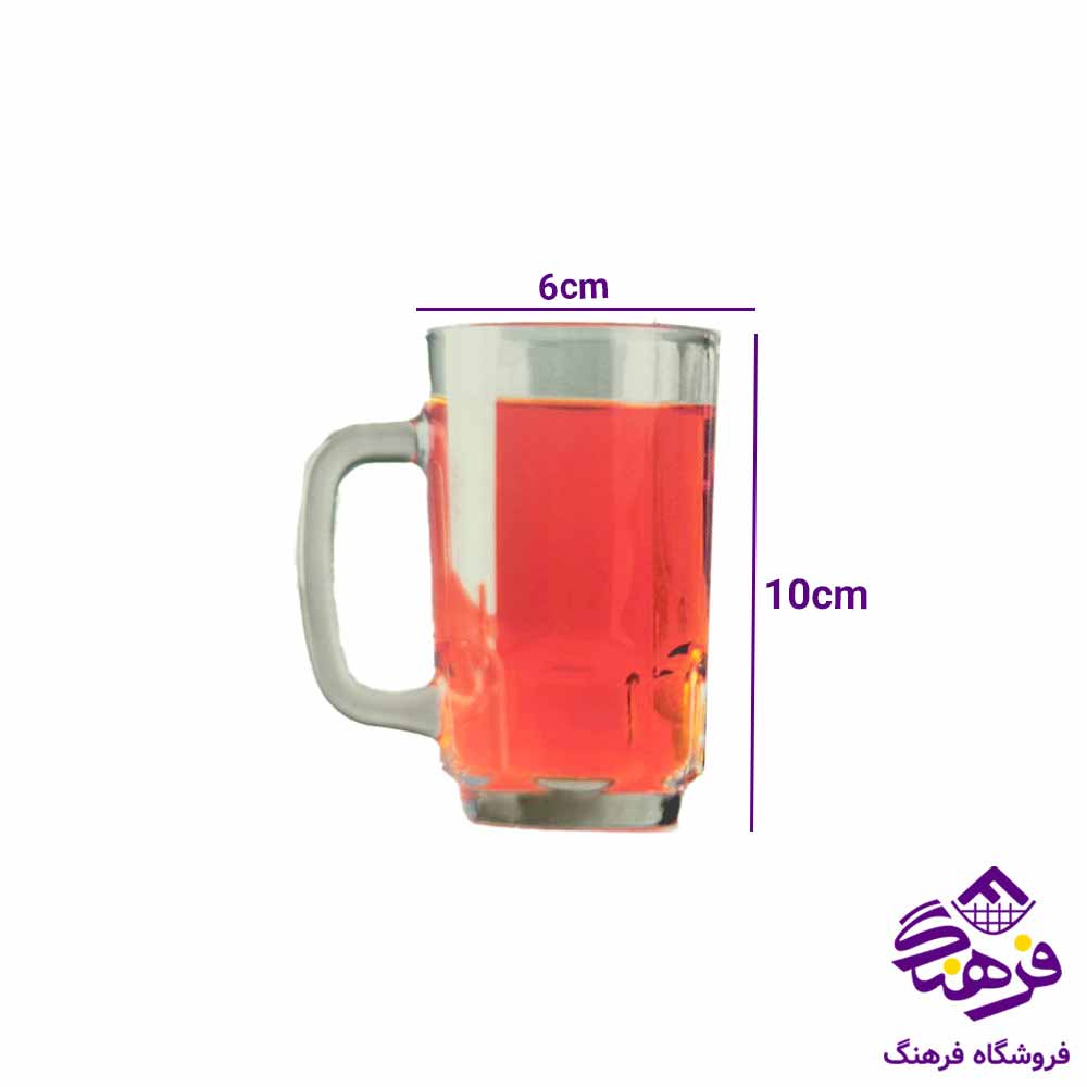 نیم لیوان دسته دار بلور کاوه مدل عینکی2 (6عددی)