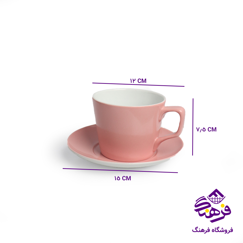 فنجان نلبکی نسترن رنگی 8دک