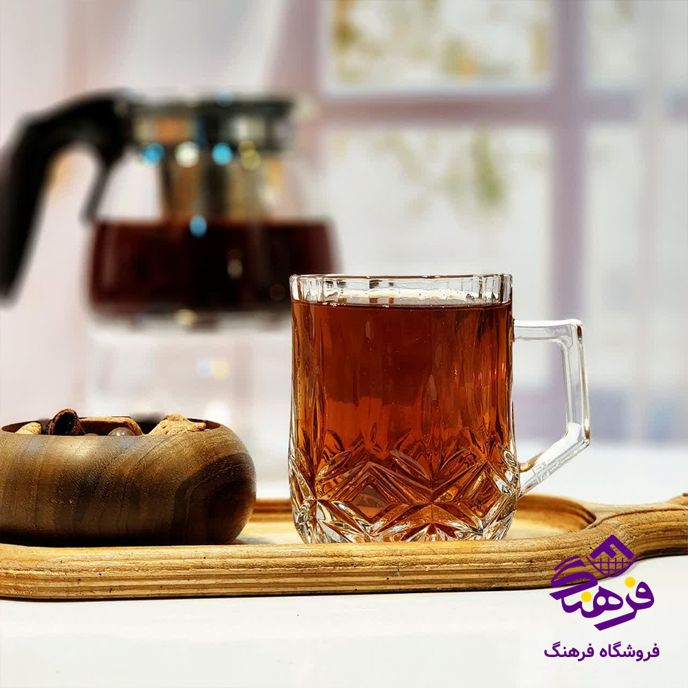 نیم لیوان مارینا دسته دار زنگان لب طلا 8دک