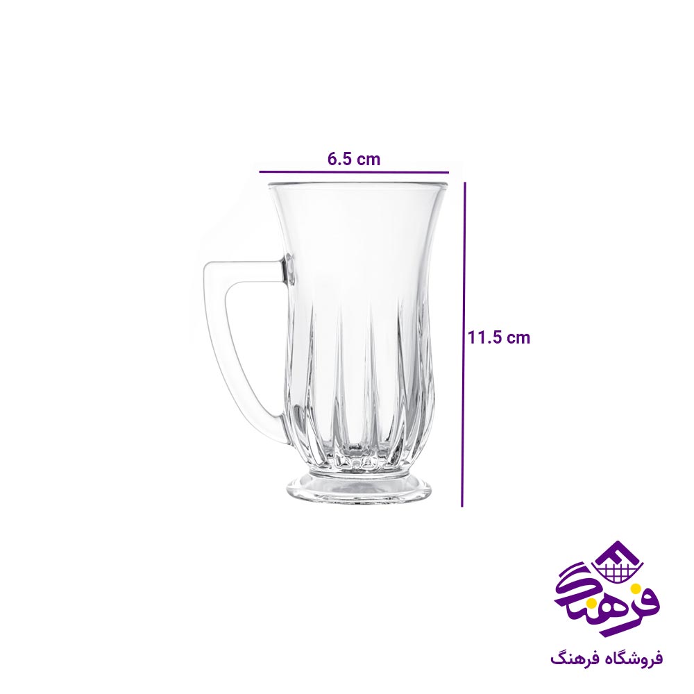 استکان شیشه ای دسته دار لیمون