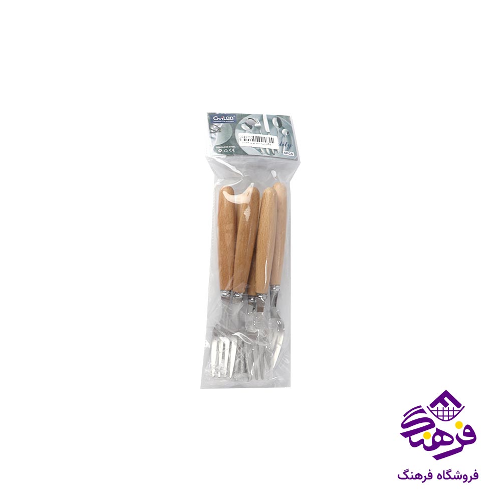 چنگال دسته چوبی 6 عددی