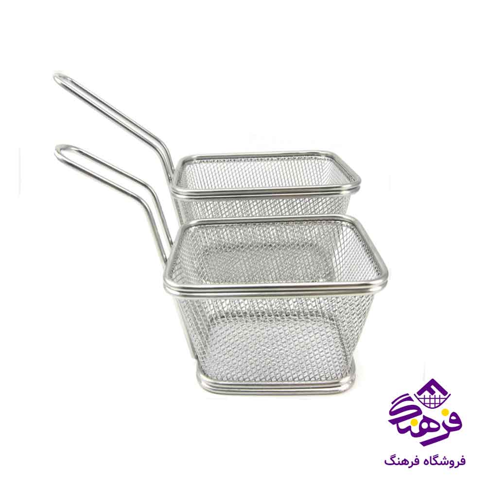 سبد روغن گیر دسته دار استیل بزرگ شنگیا