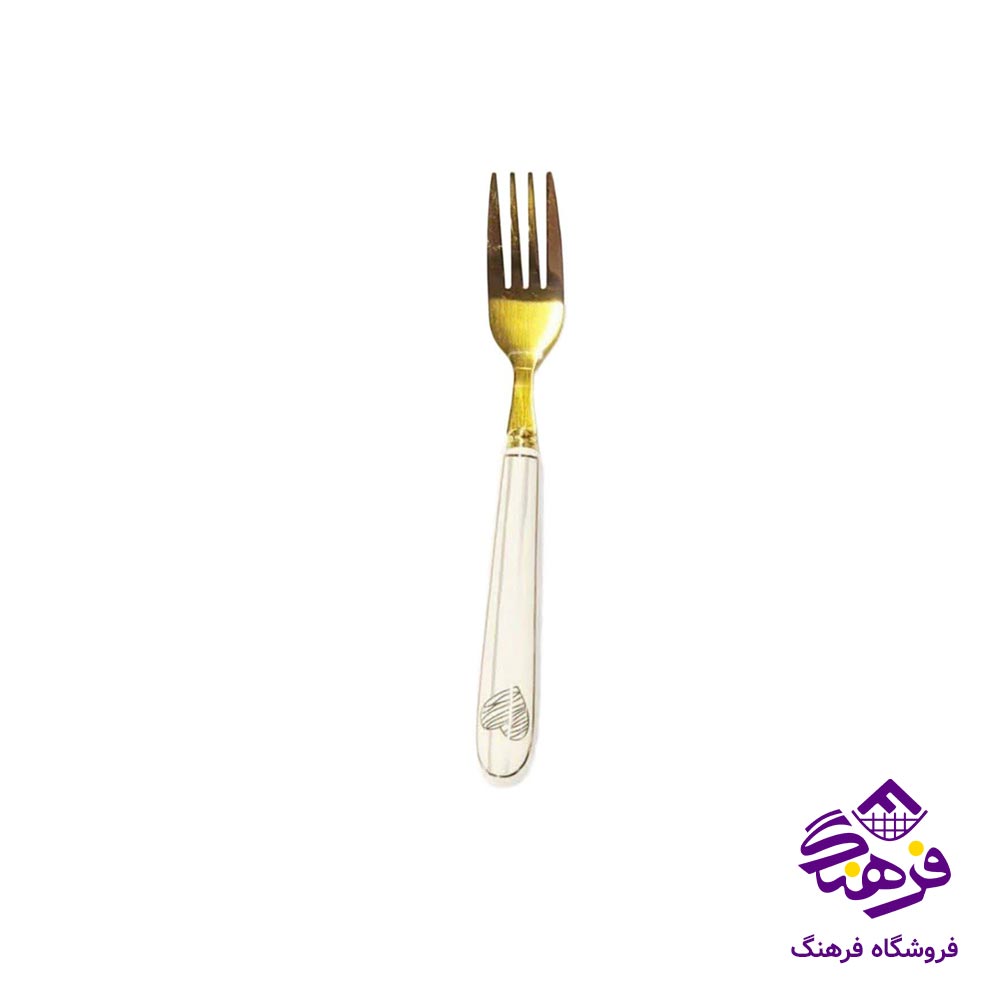 چنگال ميوه دسته سراميک طلايي 6عددي