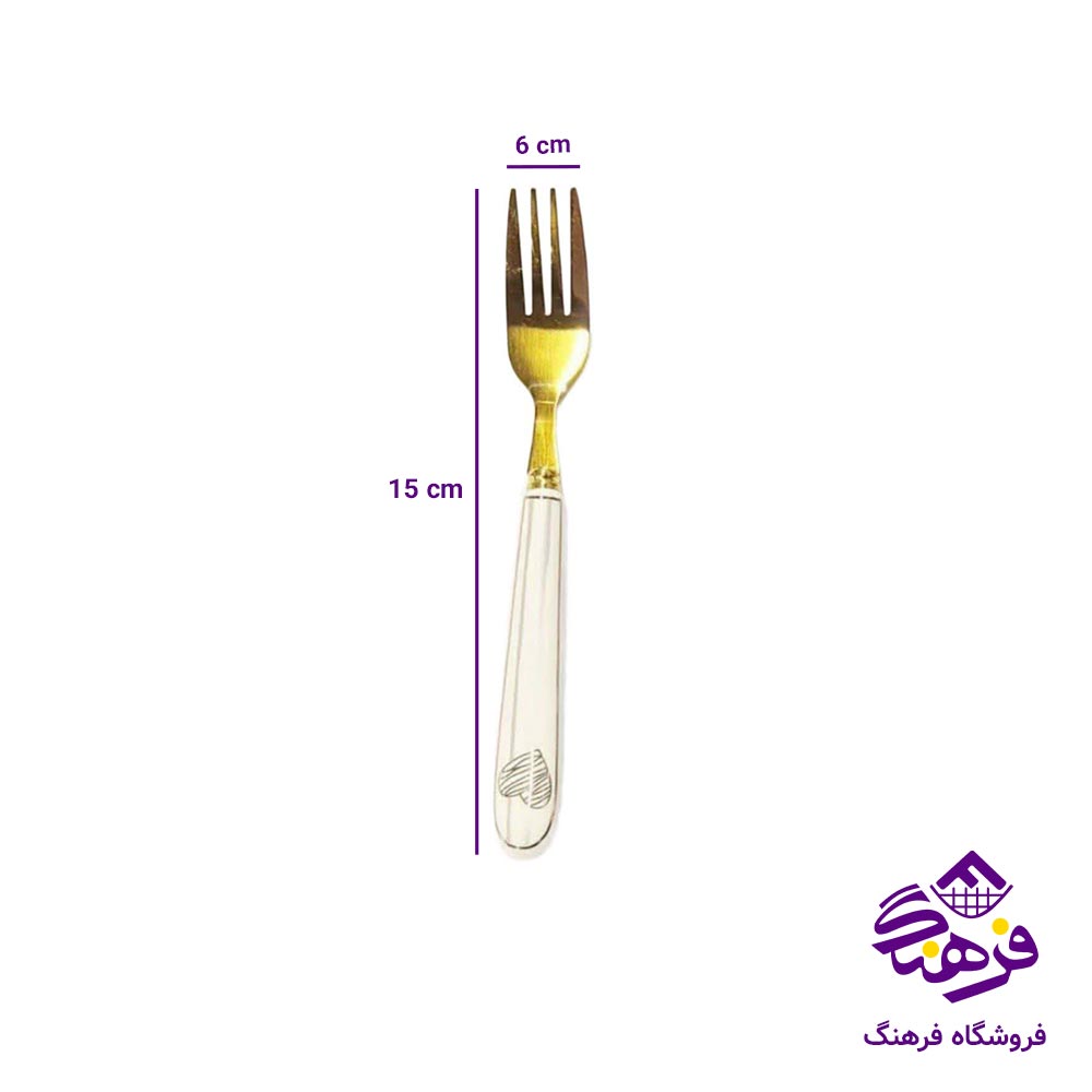 چنگال ميوه دسته سراميک طلايي 6عددي