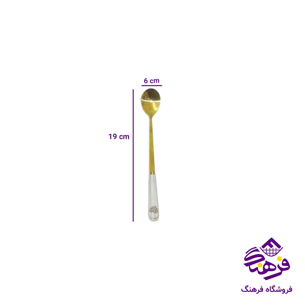 قاشق شربت دسته سراميک طلايي 6عددي