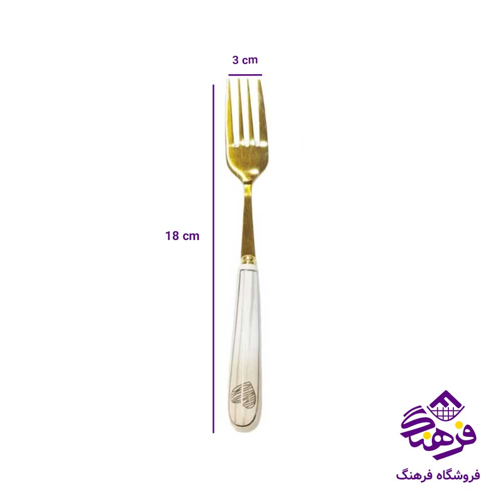 چنگال دسته سرامیک طلایی 6عددی