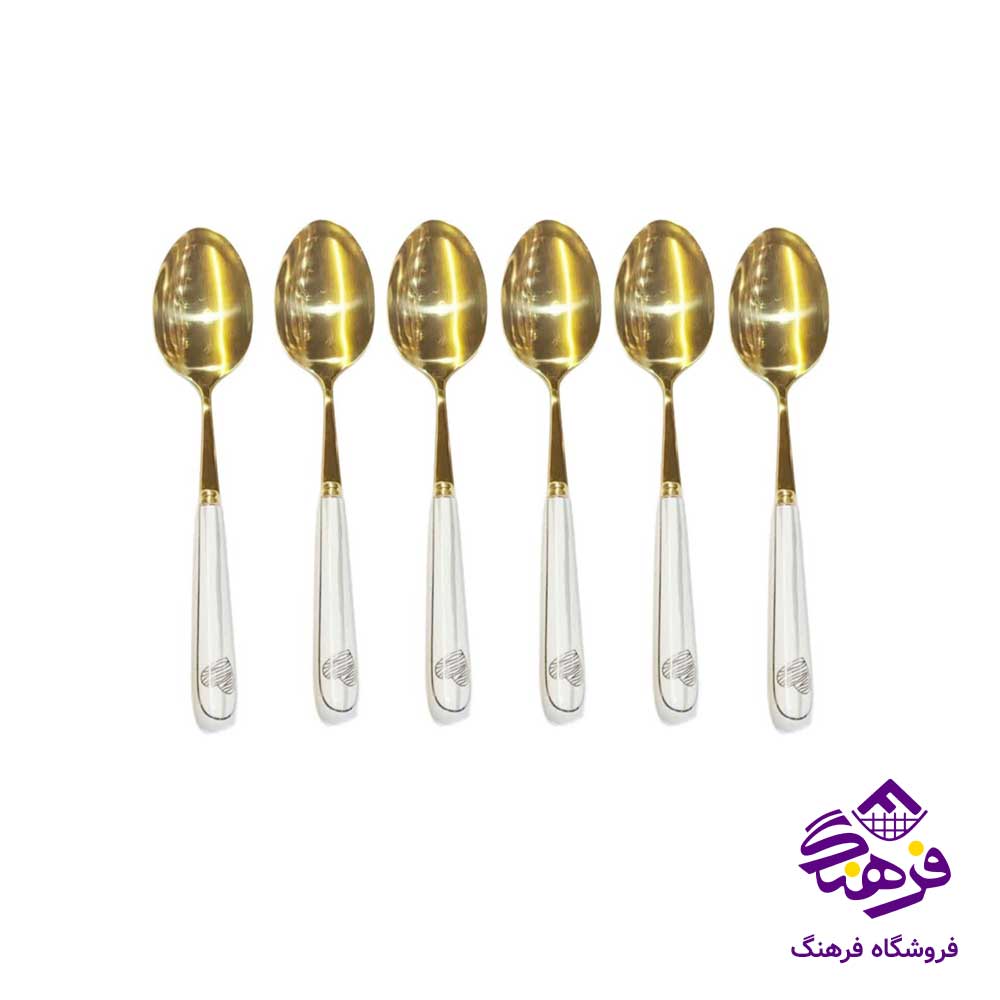 قاشق دسته سراميک طلايي 6عددي