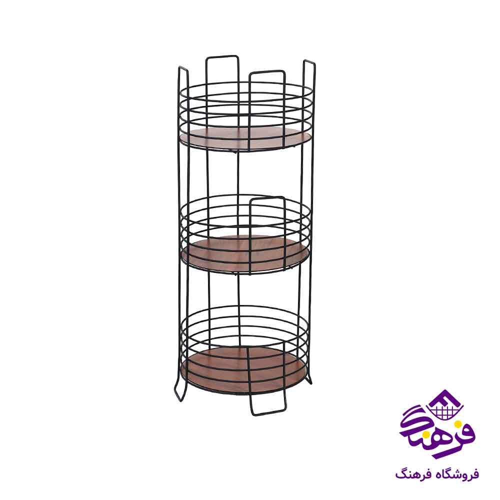 سبد سیب زمینی و پیاز پیشتاز کاوه مدل شقایق گرد 3طبقه مشکی 574