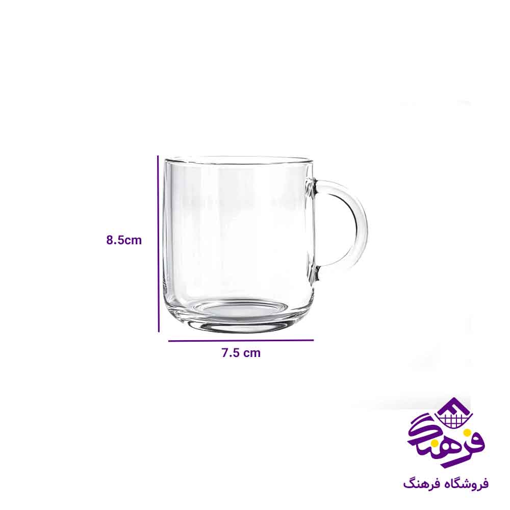 فنجان شيشه ای دسته دار لیمون 260 سی سی (6 عددی)