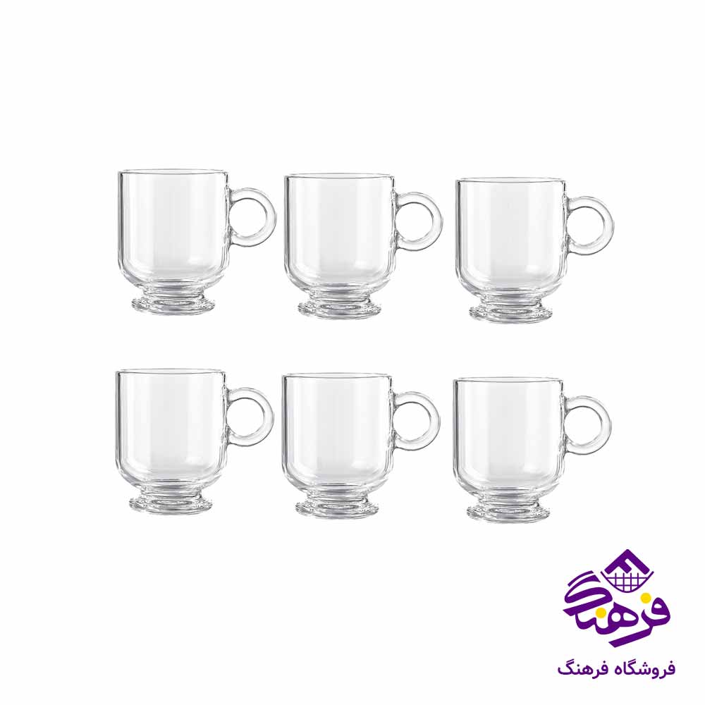 فنجان شيشه ای پایه دار لیمون 220 سی سی (6 عددی)