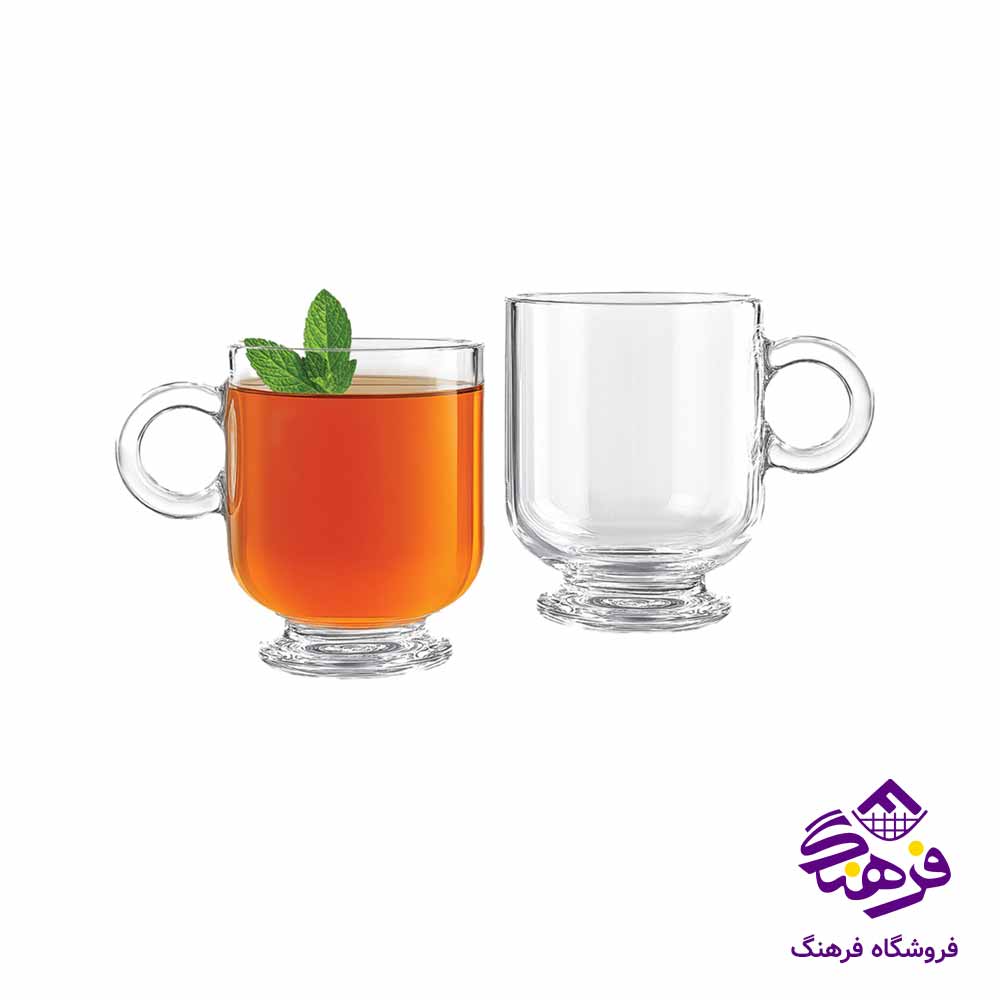 فنجان شيشه ای پایه دار لیمون 220 سی سی (6 عددی)