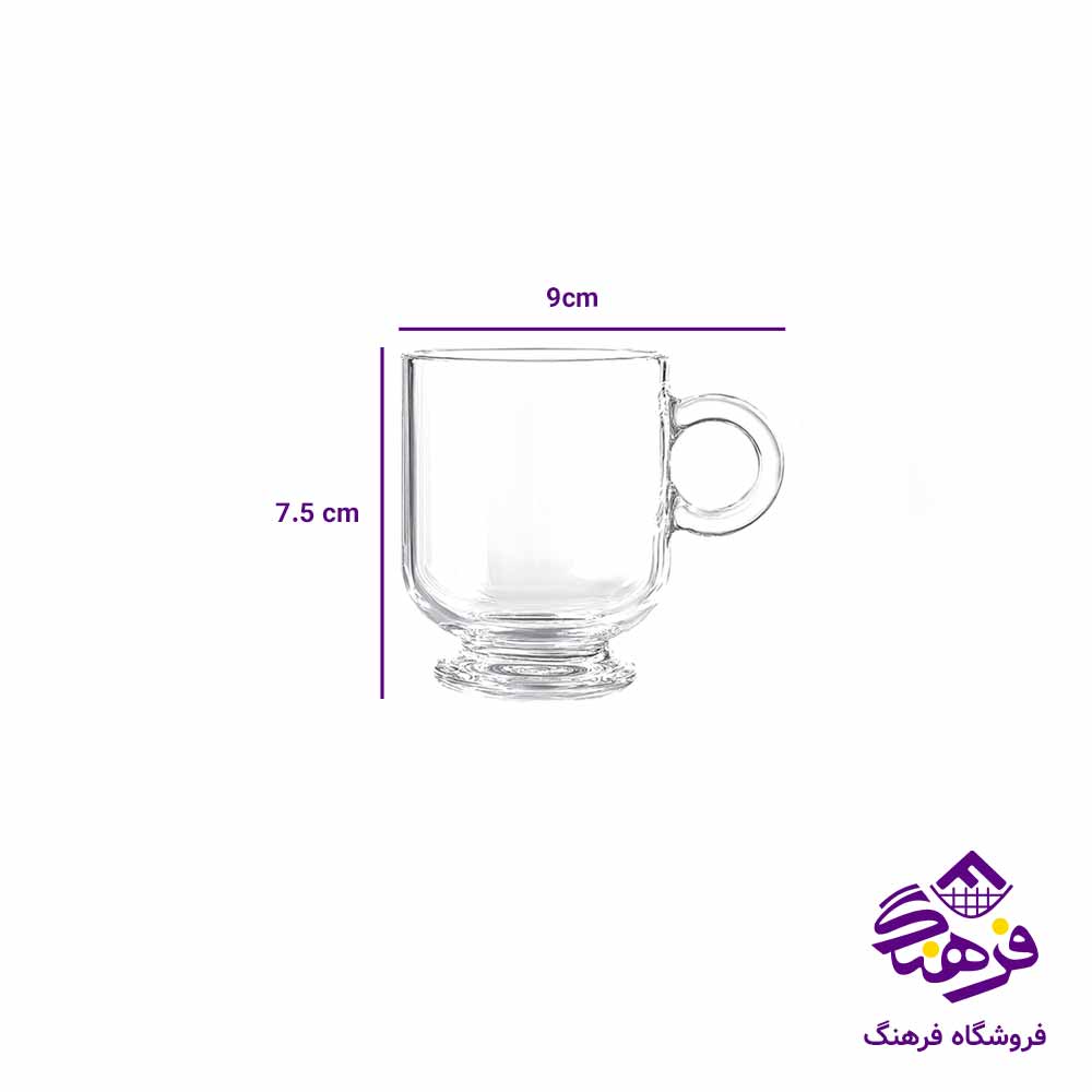 فنجان شيشه ای پایه دار لیمون 220 سی سی (6 عددی)