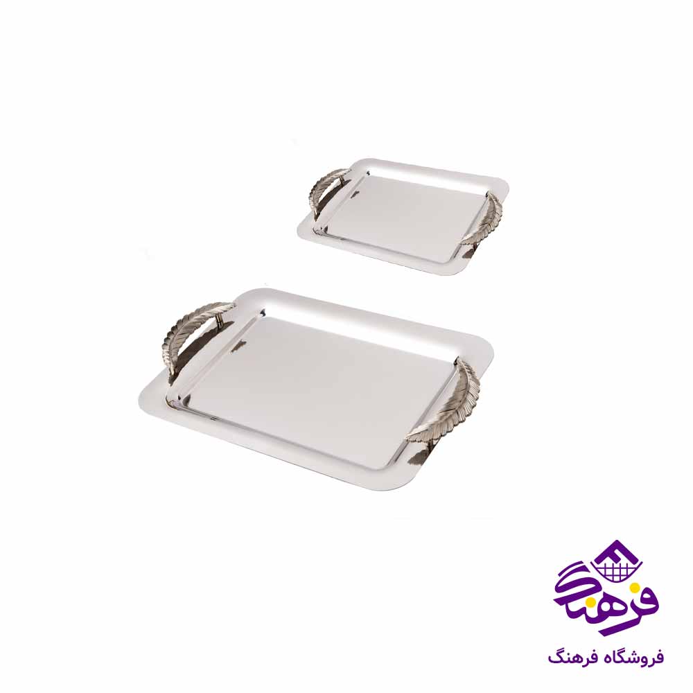 سينی مستطيل کف ايينه صدفی دسته پر جفتی KST 845